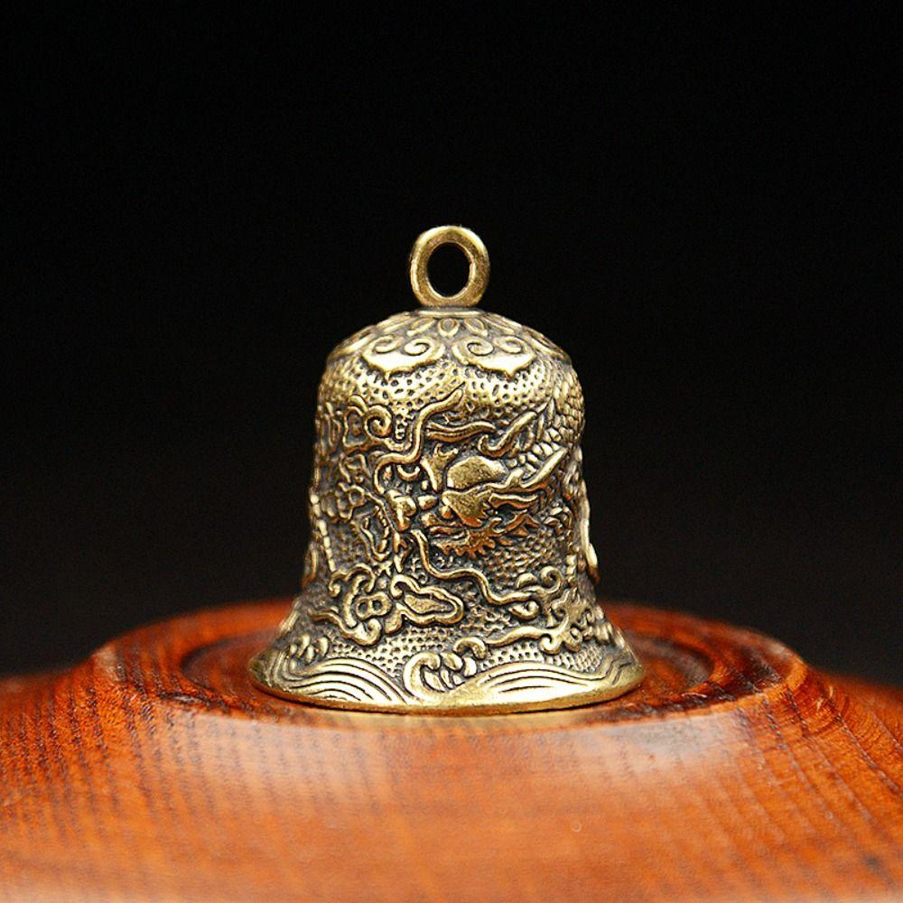 Exquisite Biker Good Luck Charm Carved Dragon Totem Evil Spirit Trap Bell Bronze Bell  Men's Gift
