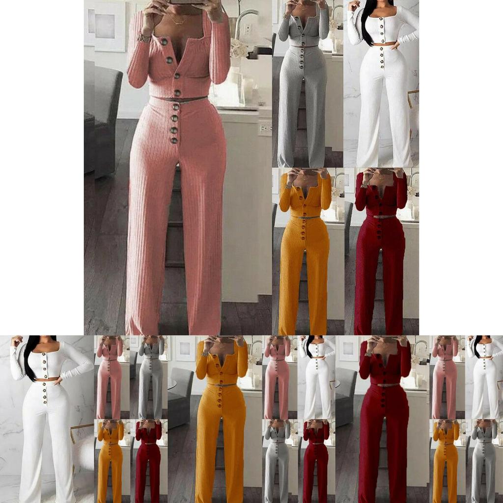 Stylish Women Tracksuit Cropped Top And Pants Set Comfortable Loungewear Collection Size 6-18
