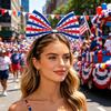 Yousheng 4th of July Headband, Independence Day Hair Accessories, Red White Blue Bow Hair Hoop for Women Patriotic Party Supplies