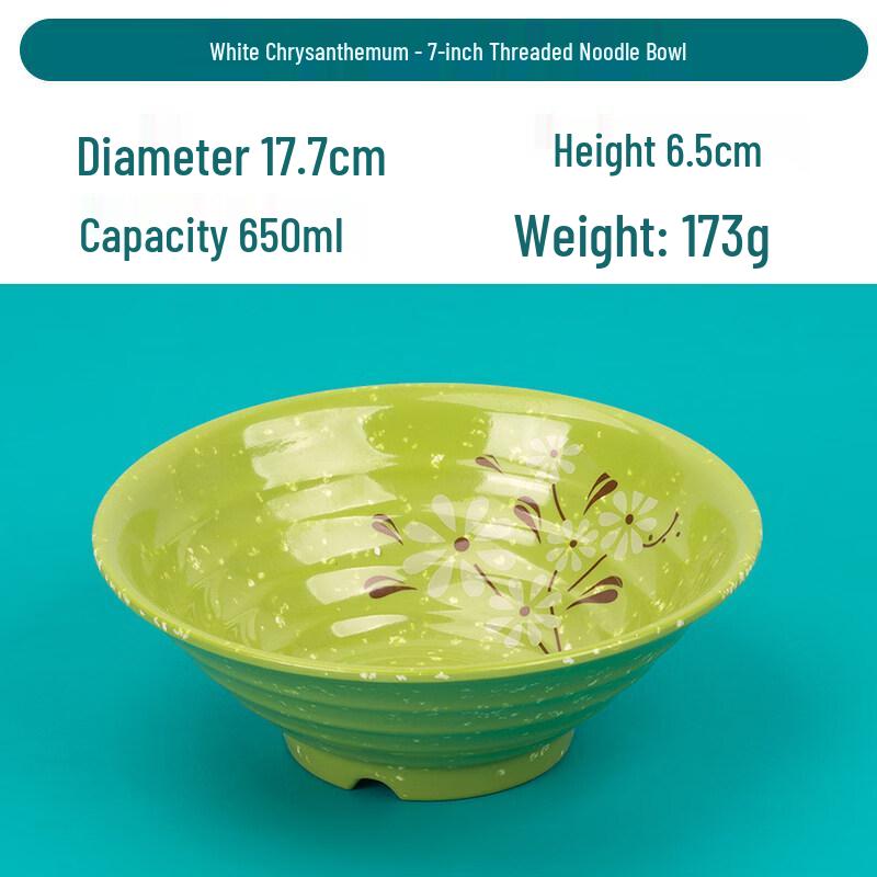 

Thickened Melamine Noodle & Soup Bowls - White Chrysanthemum