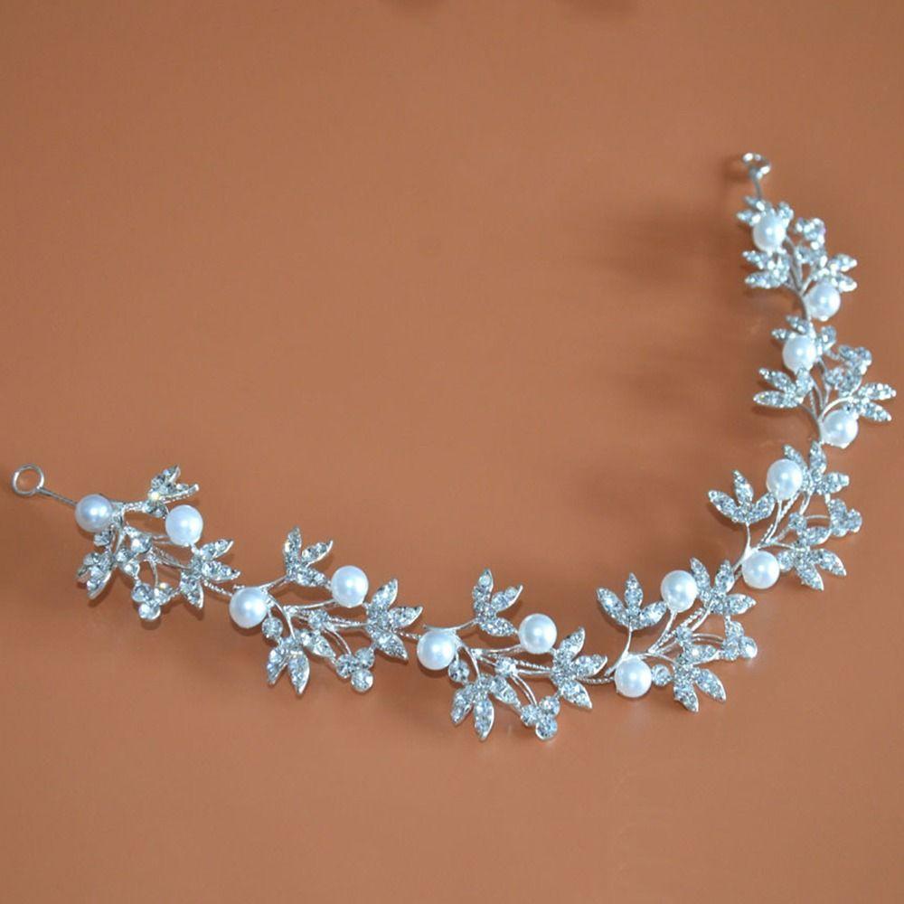 Shiny Crystal Pearl Hair Vine Luxury Fashion Bridal Hairband  Banquet Dancing Party
