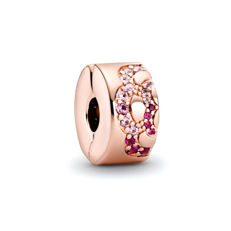 Pandora Pink fan clip rose gold metal/artificial stone pendant for women 788153C01 золотой