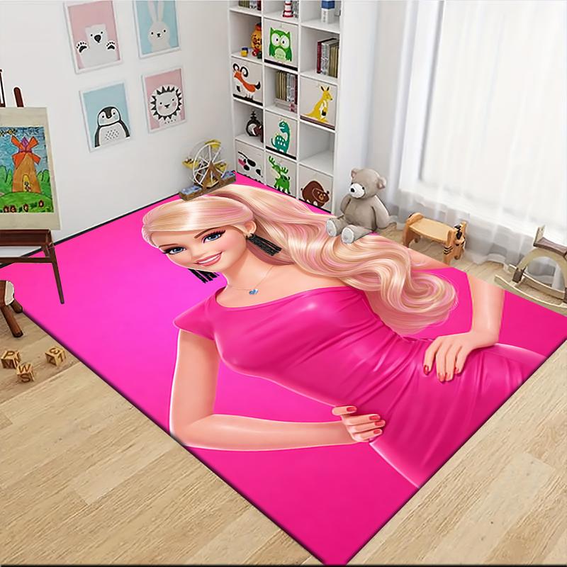 Pink Barbie Fashion Carpet Rug Soft Washable Antislip Home Living Room Sofa Mats Personalized Christmas Rug