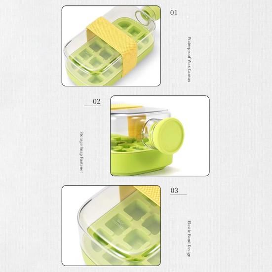 Curling Eiswürfelform mit Ein-Knopf-Entriegelung Flexible Eiswürfelform Tragbare Auslaufsichere Wasserflasche für Fitnessstudio, Reisen, Outdoor