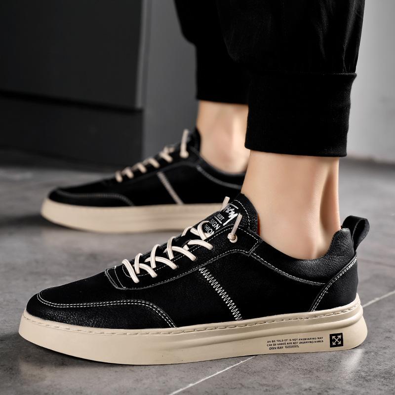 Korean Version of Trendy Fashion Microfiber Leather Surface Low-top Lace-free Versatile Casual Shoes Lightweight One-pedal Lazy Skateboard Shoes
