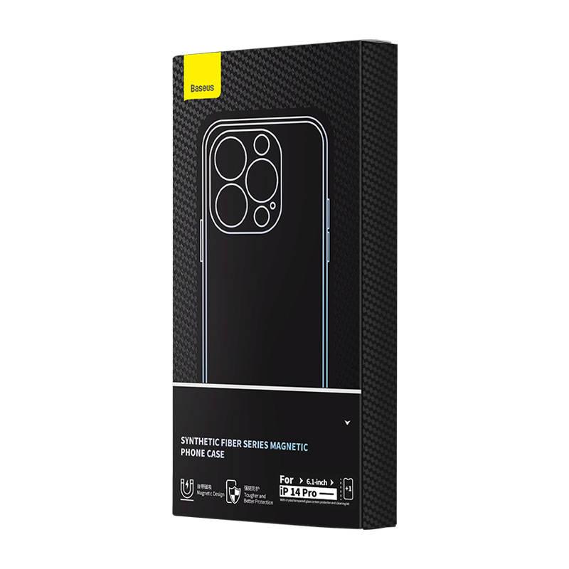Magnetyczne Etui Baseus Synthetic Fiber Series Do Iphone 14 Pro (Czarne) +Szkło Hartowane +Zestaw Czyszczący