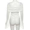Fashion New Solid Slim Fit Off Shoulder T-shirt Women Sexy Backless Flare Long Sleeve Tshirts Woman Street Y2K Elegant Casual Lady Tee Shirt 24574