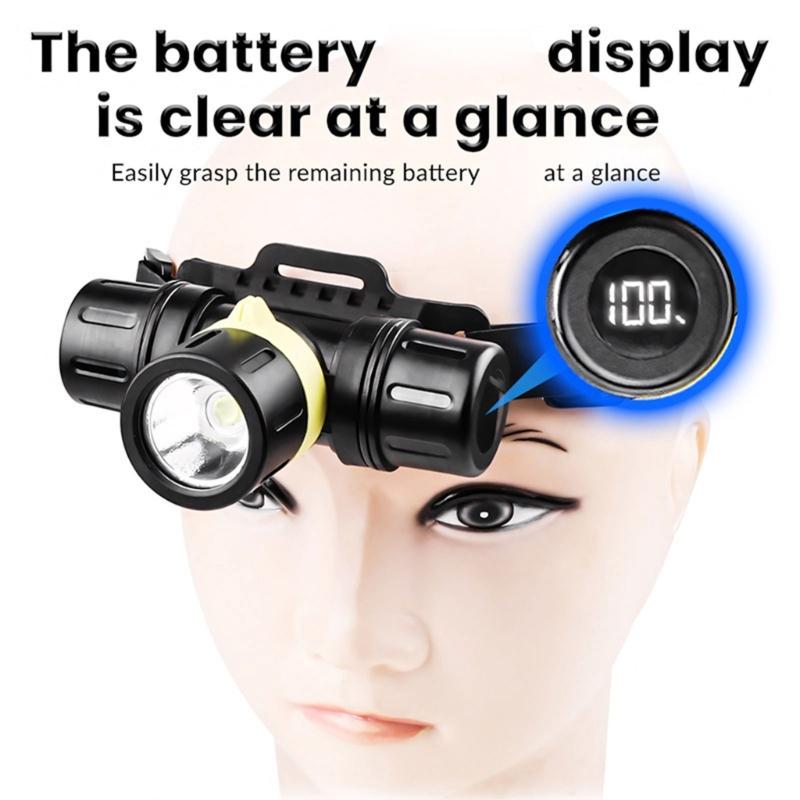 Underwater Diving Headlamp with Adjustable Head Mount, Aluminum Beam Light for Snorkeling, Night Fishing and Camping