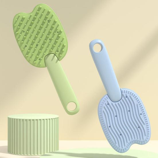 2-in-1 Pet Grooming Glove with Lanyard Soft Flexible Cat Head Shape Pet Grooming Massage Glove Grooming Mitt