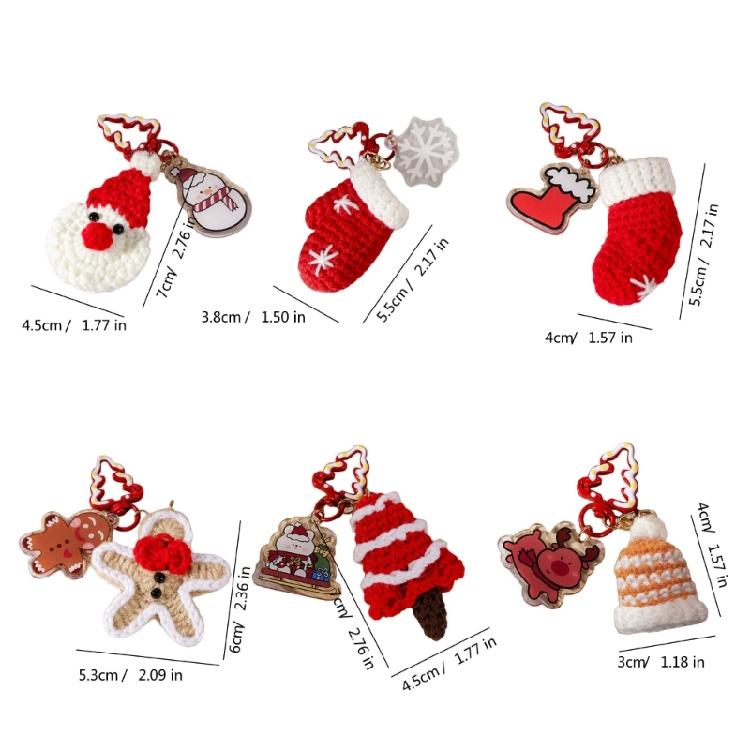 Artisanal Santa Key Chain Adornment Charming Keychain Hand Knitted Christmas Key Accessory Quality Alloy Detailing