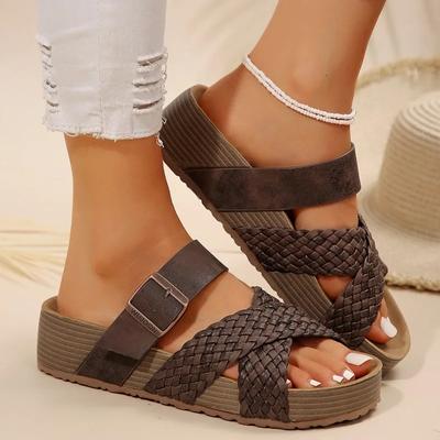 Fashion Female Shoes On Sale 2024 High Quality Open Toe Women Slippers Summer Rome Solid Platform Casual Comfortable Large Size Slippers