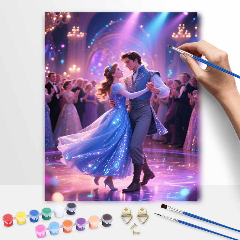 Disney Cinderella And Prince Charming Digital Oil Painting Art Kit Hand Painted Home Decor 20x30cm