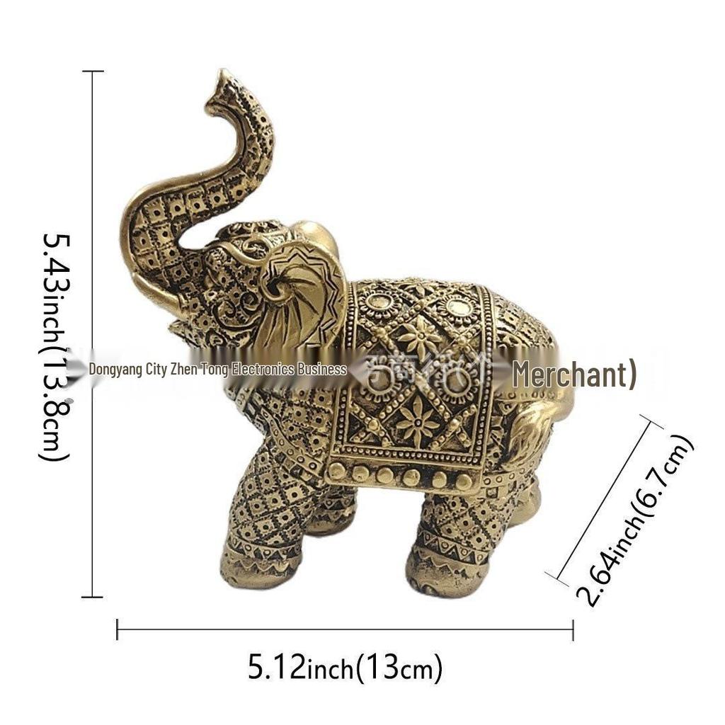 Retro Lucky Elephant Ornament for Hallway, TV Cabinet, or Desk Decor