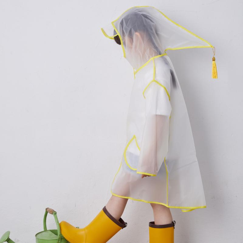 Children Waterproof Rain Poncho Raincoat, Kids Hooded Transparent Protective Cover Rainwear