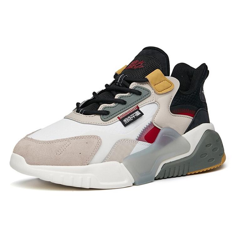 New Anta Rubik's Cube Cushioning Anti Slip And Wear Resistant Low Top Chunky Sneakers White Gray Black 112148808-4