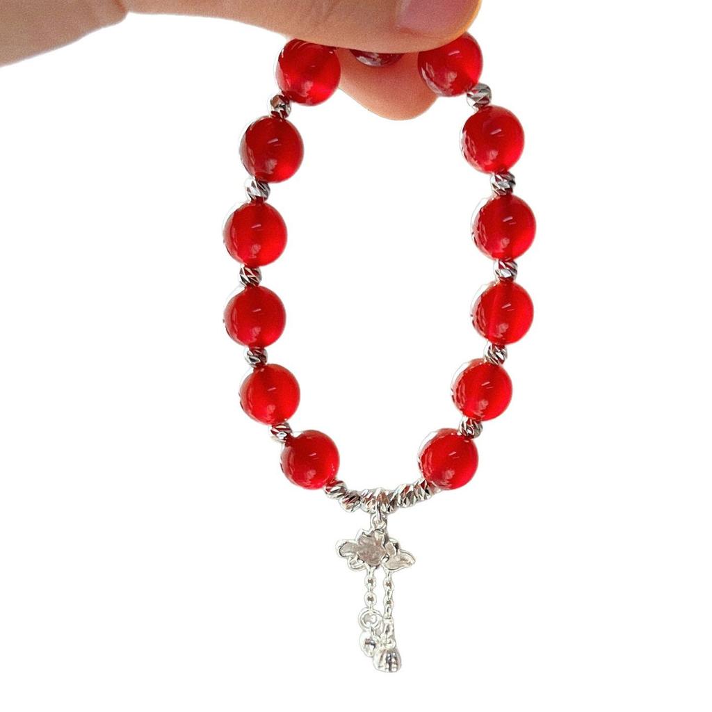 10Mm High Quality Pigeon Blood Red Vitreous Natural Chalcedony Bracelet Bracelet