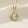 1 Piece Trendy Colorful Round Pendant Necklaces for Women Gold Color Stainless Steel Necklace Jewelry Party Accessories