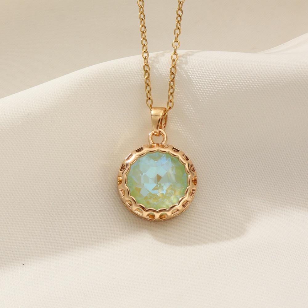 1 Piece Trendy Colorful Round Pendant Necklaces for Women Gold Color Stainless Steel Necklace Jewelry Party Accessories
