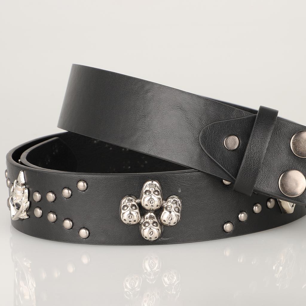 Gothic Punk Leather Y2k Belt For Women Men Skull Metal Buckle Waist Strap Designer Luxury Female Jeans Trouser Decorative Belts