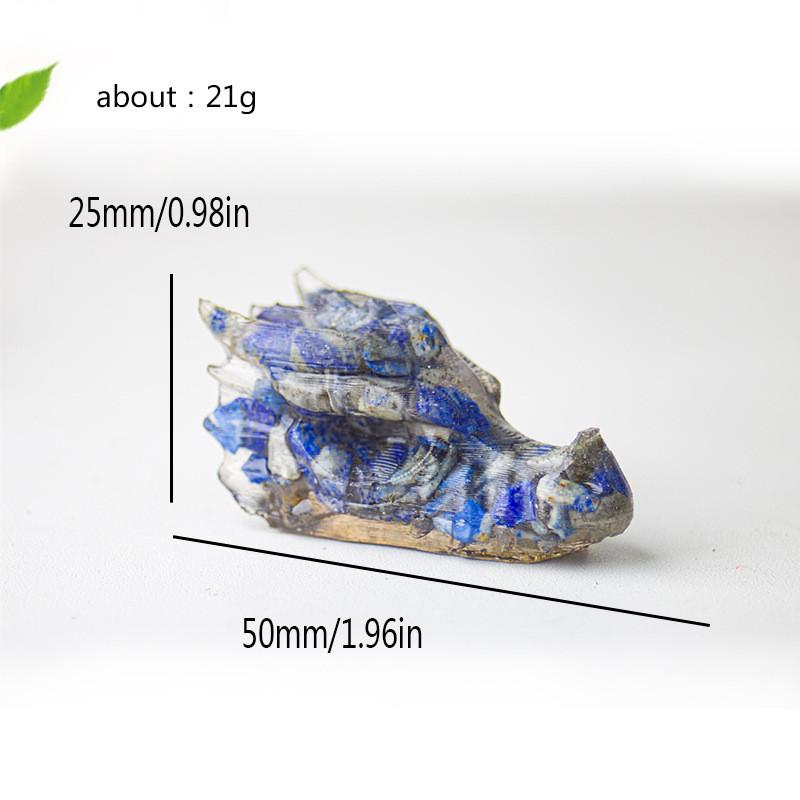 Resin Crystal Dragon Head Figurine With Natural Waterstone For Home Office Decor