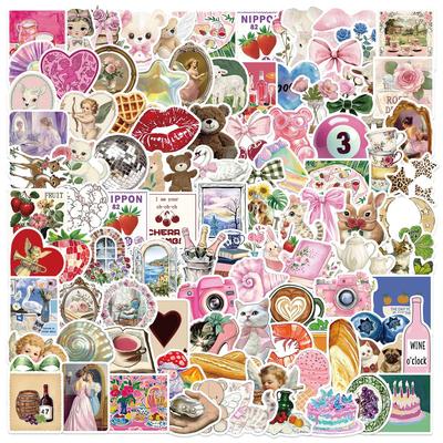 100 Y2K Pink Aesthetic Stickers Decorate Guitar Laptop Suitcase DIY Waterproof