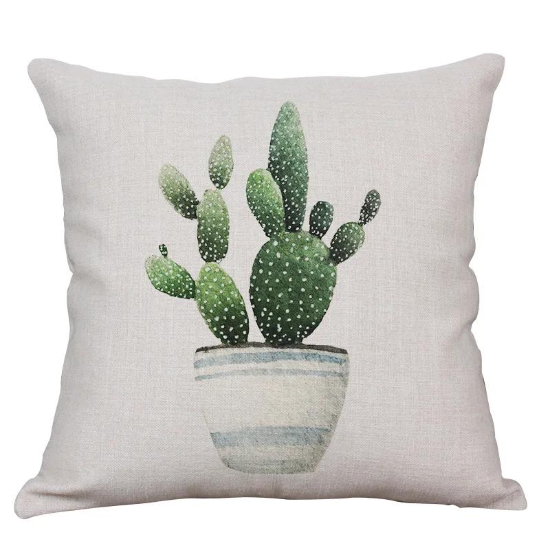 Nordic Simple Fresh Cactus Succulent Pot Linen Pillowcase 18X18In Home Decoration Short Plush Pillow Cover 45X45Cm Cushion Cover