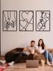 Minimalist Line Wall Art, Valentine's Day Lover Kiss Hand Metal Wall Decor, Aesthetic Modern Home Hanging Wall Art Decor