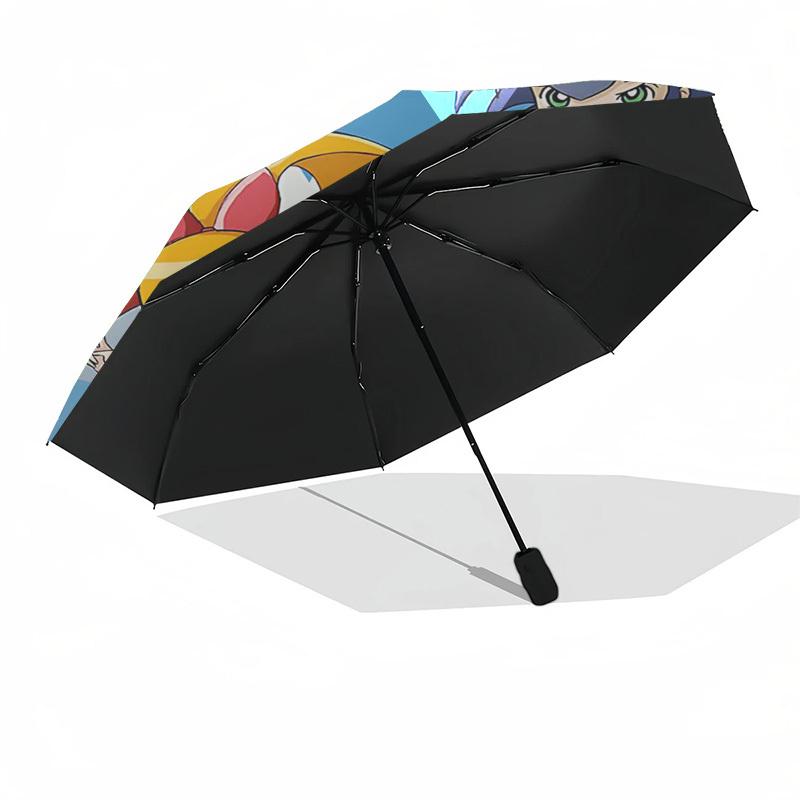 1pc Rainbow Magic Girls Automatic Opening/Closing Outdoor Umbrella with Convenient 3-Fold Design, Iron Frame, Outdoor Use, Perfect Gift for Fans,