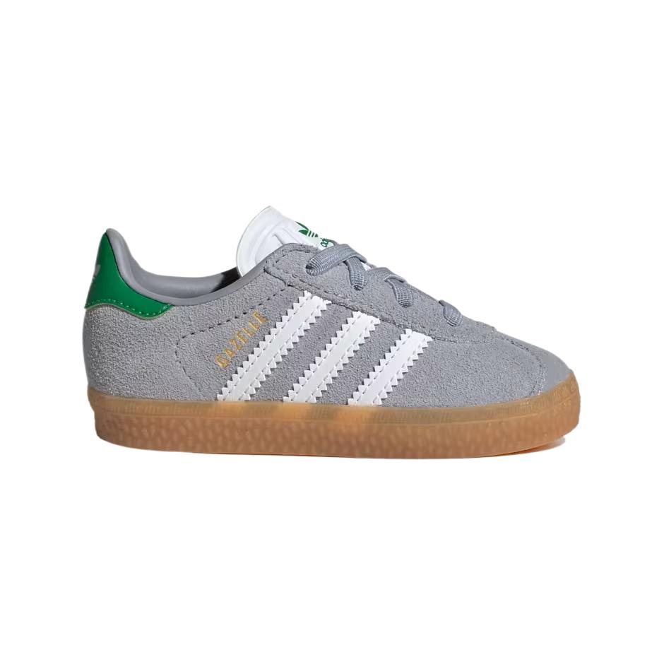 Adidas Originals Gazelle Pigskin Suede Comfortable Classic Versatile Walking Shoes Baby Shoes Halo-Silver Cloud-White Green JQ6002