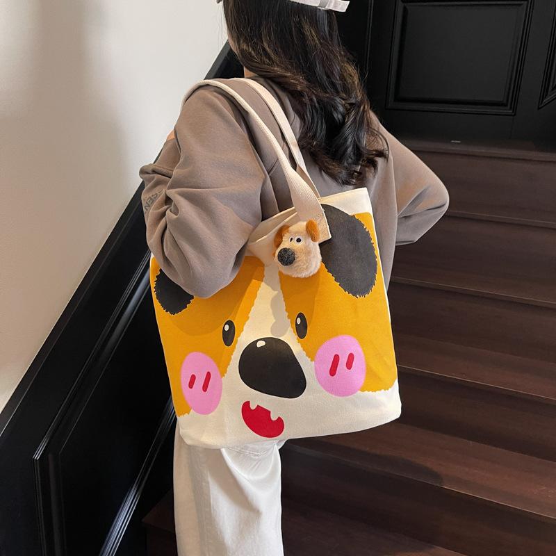 Neue Sommer-Einkaufstasche mit großem Fassungsvermögen, Cartoon-Tierdruck, niedliche Mode-Schultertasche