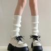 40/50/70cm Leg Warmers Lolita Socks Y2K Knitted Warm Foot Cover White Black Warmer Lady Autumn Winter Crochet Sock Boot Cuffs