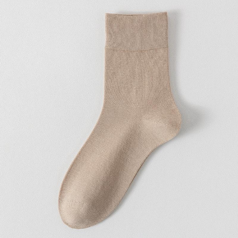 Female Summer Thin Pure Color Sweat Absorbing Breathable Boneless Loose Tube Cotton Socks