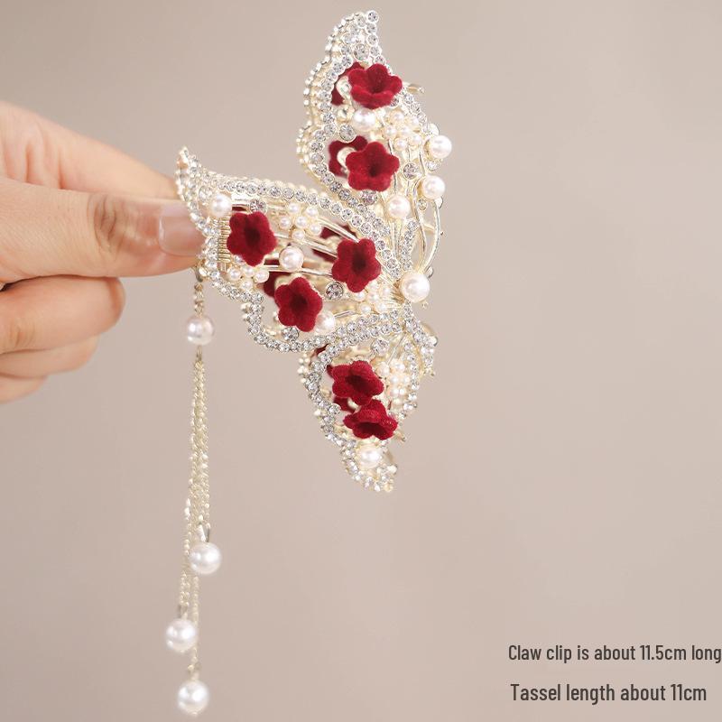 

Червона троянда кліпса-краб: Елегантна шпилька для волосся високого класу 2025 для жінок, весільний аксесуар, натхненний старовиною