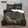 Luxury 3D Golden Heart Print Home Living Comfortable Duvet Cover Pillowcase Kid Bedding Set Queen and King EU/US/AU/UK Size