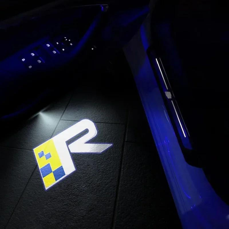 2Pcs LED R Design Logo Emblem Car Door Welcome Lights Laser Projector Lamp for Volvo XC40 XC90 XC60 S90 S60 S80 S80L V40 V90 V60