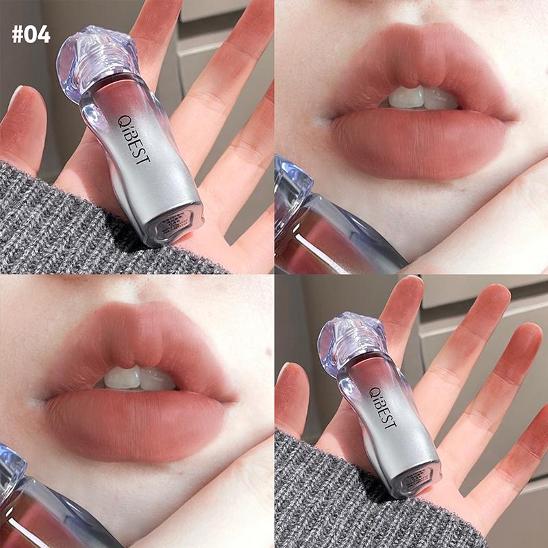 QIBEST Matte Fluweelachtige Vloeibare Lippenstift Natuurlijk Langhoudend Hoog Gepigmenteerde Lip Mod Make-up Draagbare Finish Universele Lipgloss
