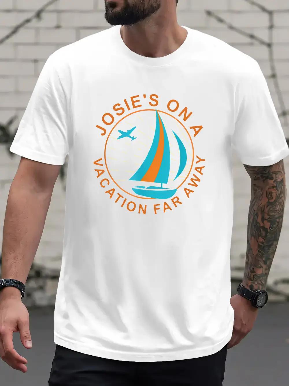 

Casual Short Sleeve T-shirt with Nautical Sailboat & Airplane Graphic Print L