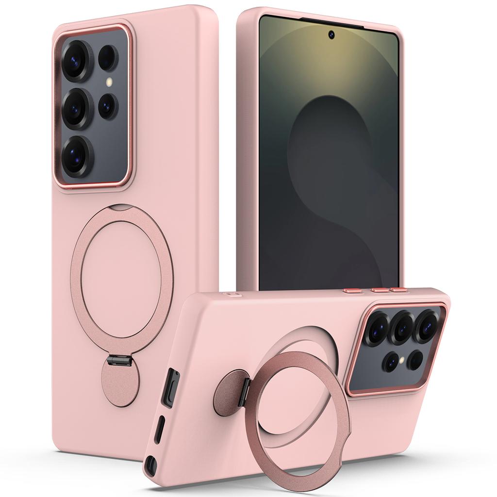For Samsung Galaxy S25 Ultra Magnetic Case Rotating Ring Kickstand TPU + PC Back Cover