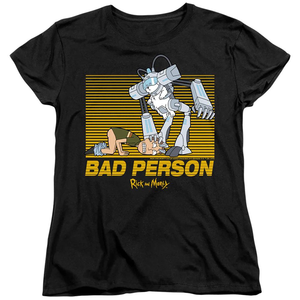 

Rick And Morty Bad Person Womens T Shirt Black Officially Licensed L