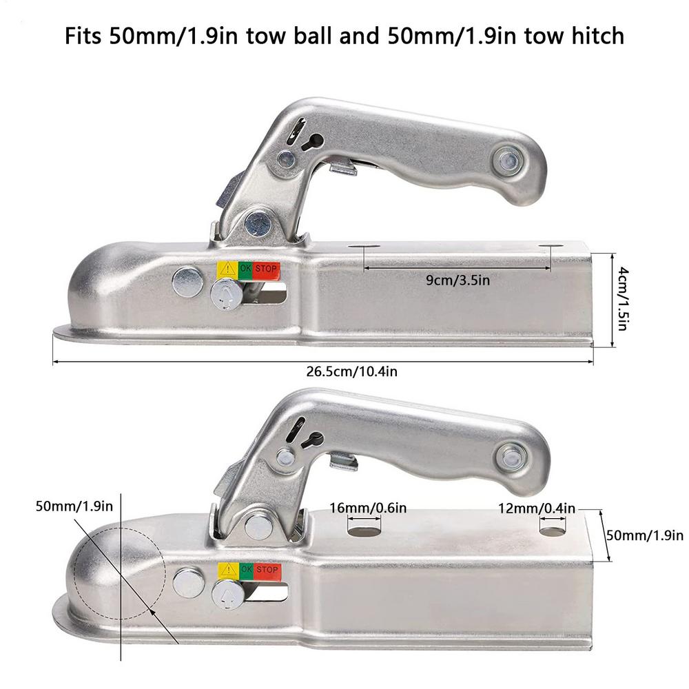 Trailer Coupler 1.97 Inch Heavy Duty Bolt Trailer Ball Cover Coupler Connector For Rv Truck Car Boat Caravan Tow Atv Bike