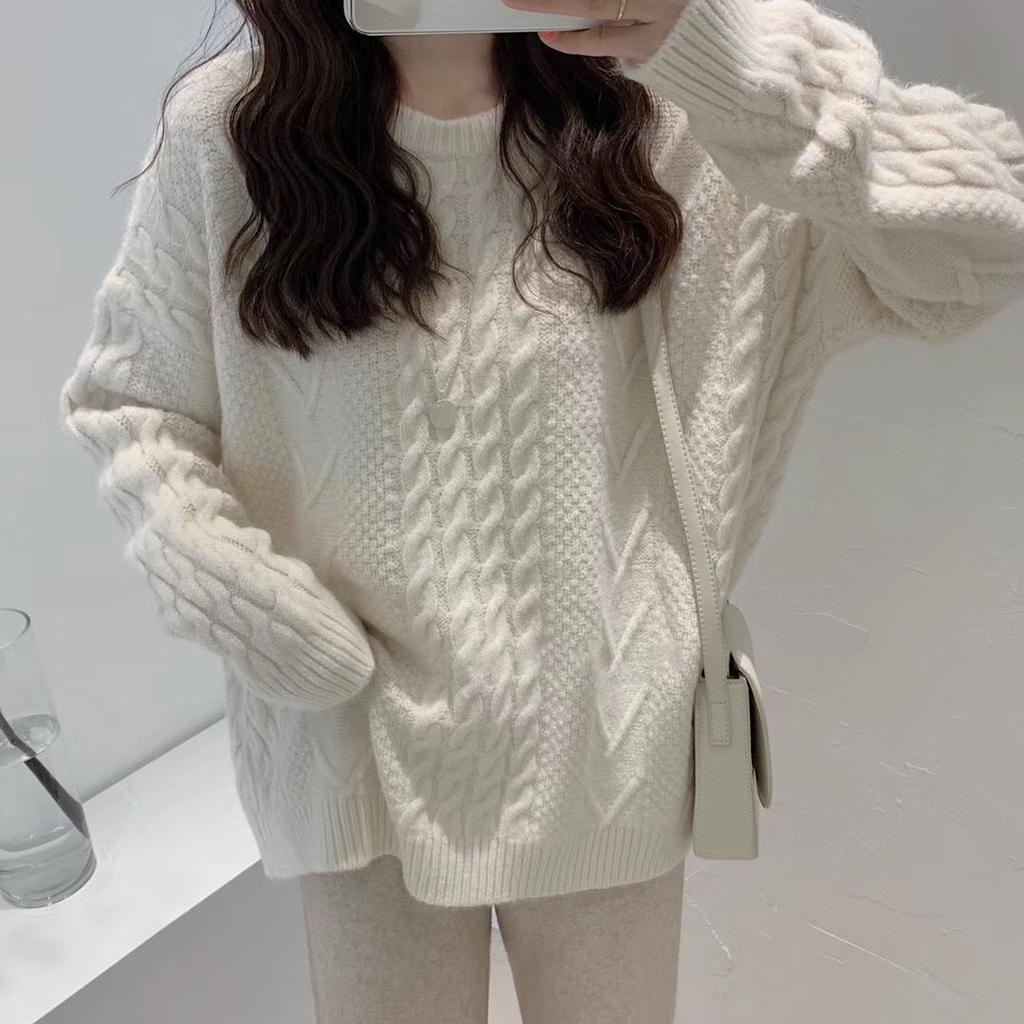 Soft Round Neck Pullover Sweater Women Loose Outer Wear 2022 Early Autumn Japanese Loose Twist Knit Sweater Pullover Female Top