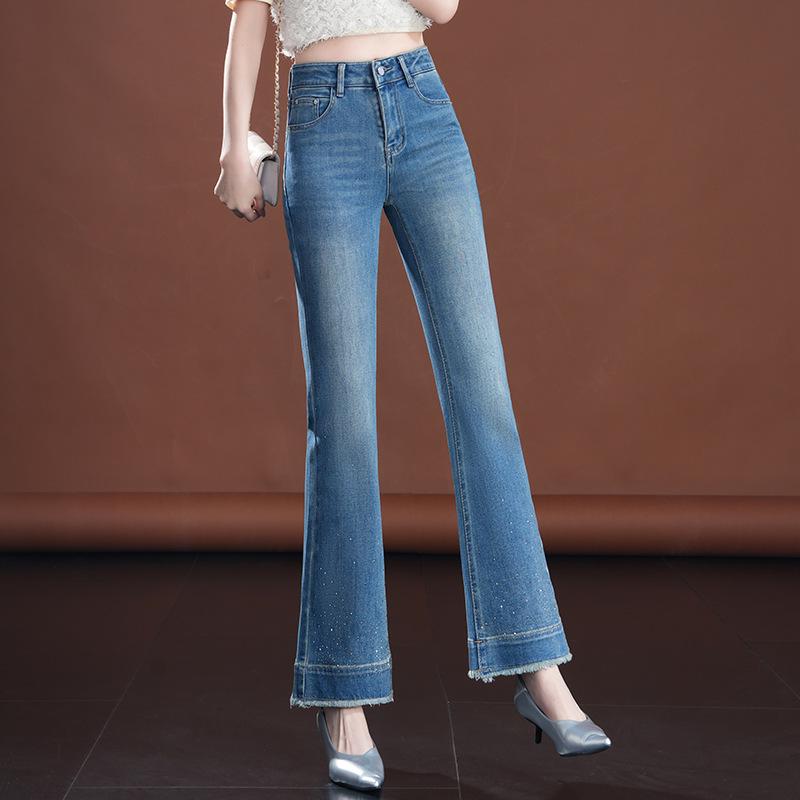 

Женские джинсы с высокой посадкой в корейском стиле, облегающего кроя - Модные, стильные, универсальные, стройнящие, с ощущением высокого класса. 30 (125-135 lbs recommended) светло-синий