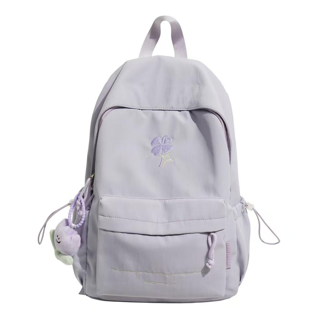 Schoolbag Japanese Ins Simple Four-leaf Clover Backpack High Value Campus Versatile Backpack Lightweight Junior and High School Student Schoolbag