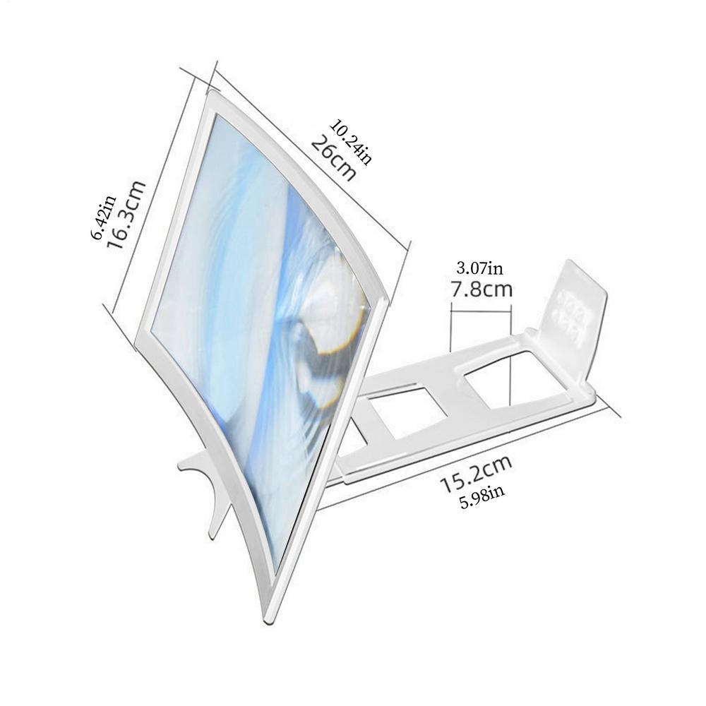 

12-дюймовий складаний екран-збільшувач для телефону, портативний кінопроектор, HD-збільшувач для перегляду відео, домашнього використання, подорожей та кіноночі білий