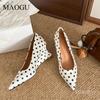 Vintage Dot Wedge Heels for Women Pointed Toe Slip-On Pumps Classic Spot Comfortable Fashion Dress Shoes Zapatos De Mujer Size35