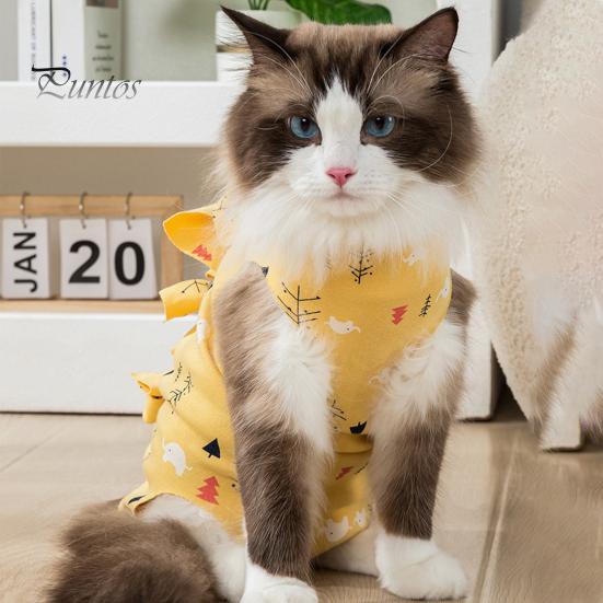 Elastic Cat Collar Cartoon Print Recovery Suit Neck Back Bandage Breathable High Elasticity Onesie Surgery Female Spay Comfortable Neutering