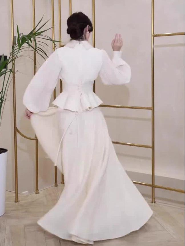 2025 Autumn Retro Palace Style Elegant Long Sleeve Maxi Dress for Women