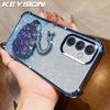 KEYSION Custodia in TPU Placcato Antiurto per Samsung A55 5G A35 A25 A15 Cigno Brillante Gioiellato Supporto Posteriore per Galaxy A05S