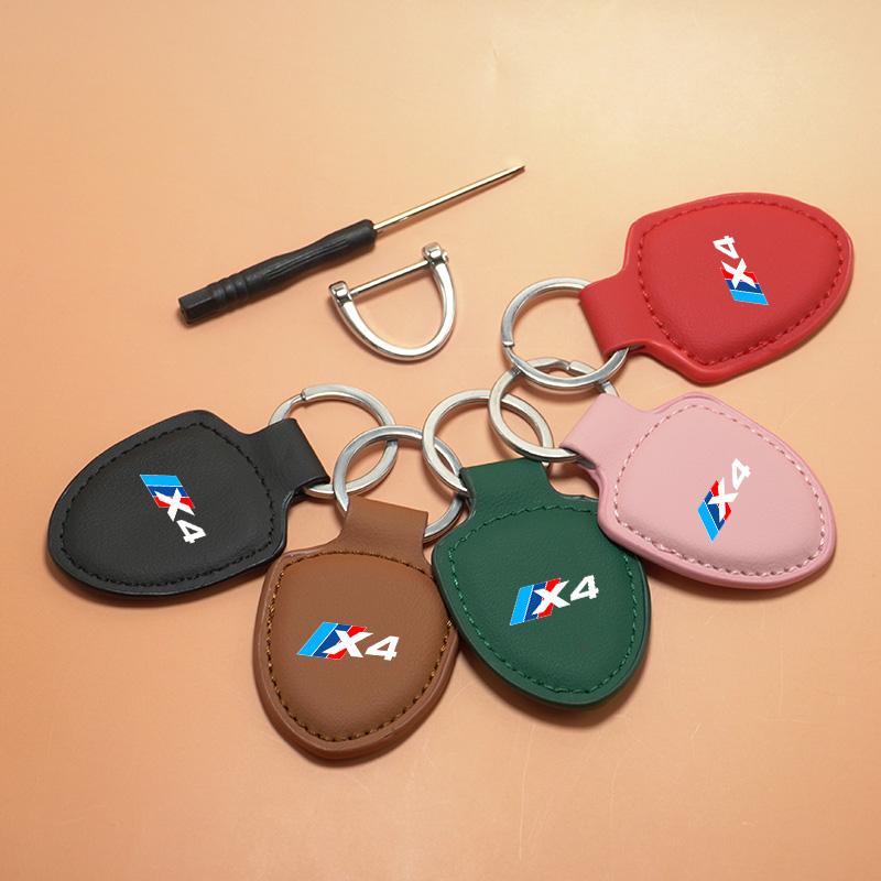 Metal Leather Car Keychain Keyring Key Chains Anti-loss Pendant Decoration For BMW X1 X2 X3 X4 X5 X6 X7 Auto Styling Accessories ysbf88