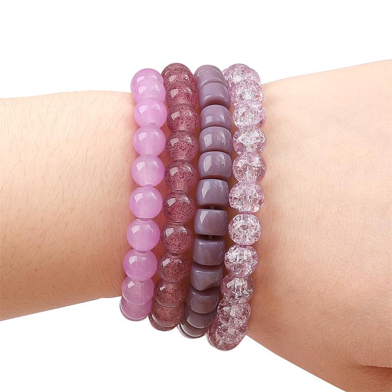 Handgefertigt Bambusgelenk Glas Lila Runde Perlen DIY Armband Halskette Schmuck